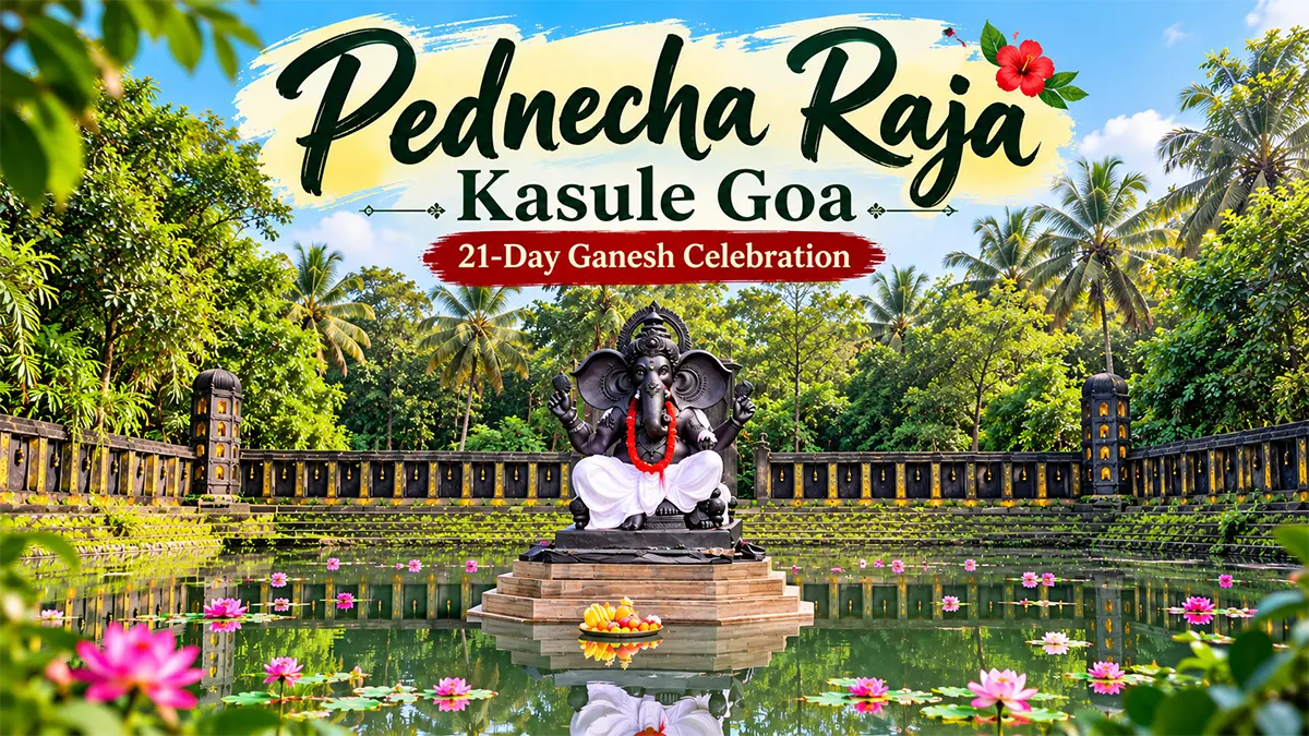 Pednecha Raja Kasule Goa seated black Ganesh idol in lake